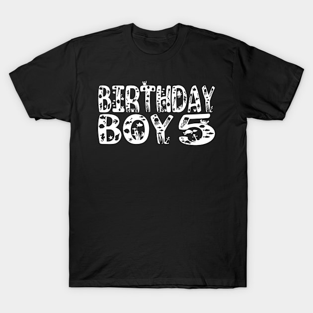 5th Birthday Boy 5 Years Old Fishing Lover Theme Party print T-Shirt by Grabitees